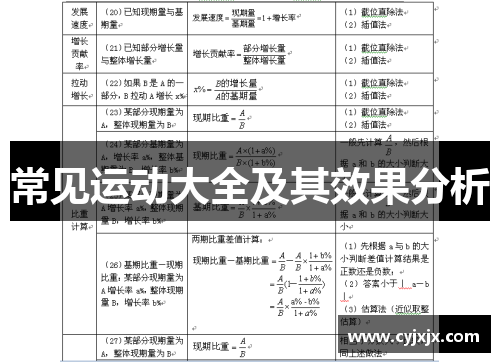 常见运动大全及其效果分析